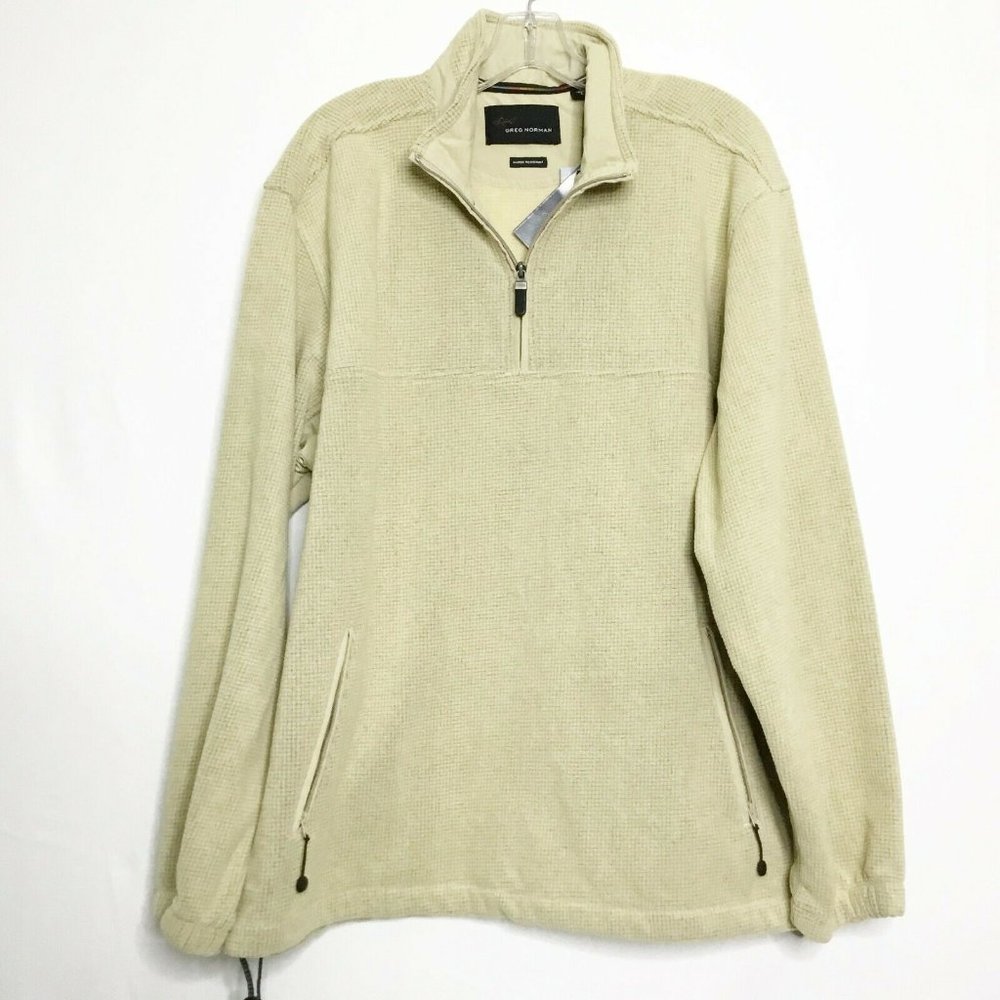 Greg Norman Pullover Men L Beige 1/2 Zipper Front
